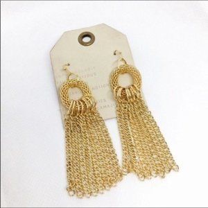 NWT Anthropologie Gold Tassels Long Earrings